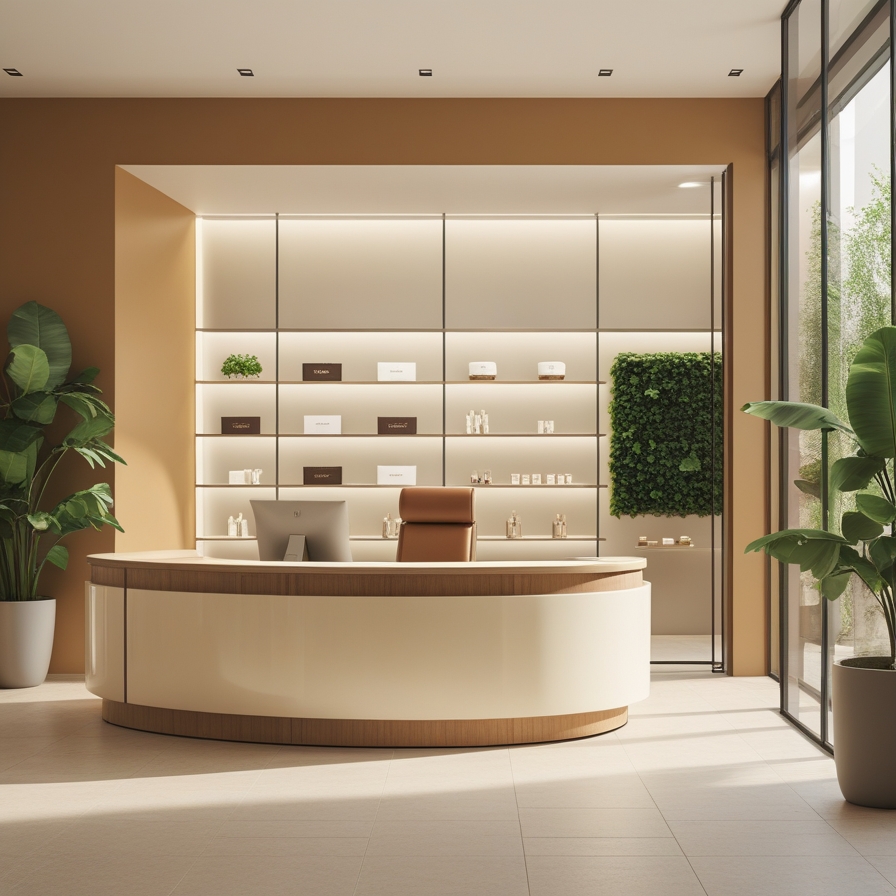 Reception and retail area